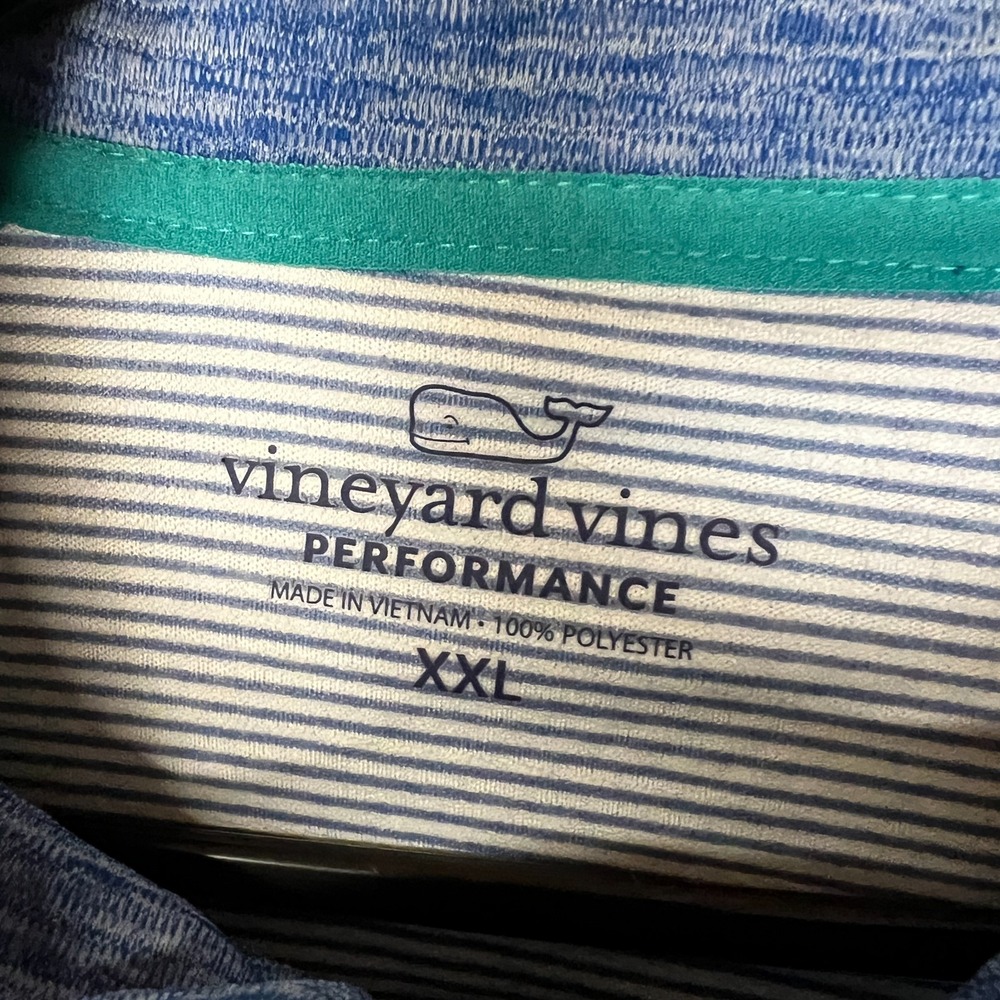Vineyard Vines Pullover 1/4 Zip Shirt Mens XXL Blue Preppy Performance Striped - Picture 6 of 8
